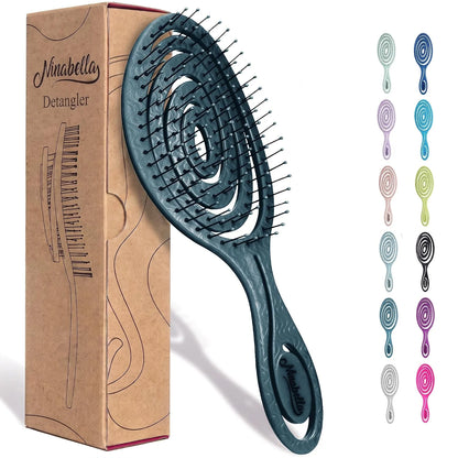Ninabella Detangler Brush - No Tangle Hair Brush for Women, Fine, Thick and Long Hair - Hairbrush for Wet and Dry Hair, Gentle on the Scalp - Light Blue