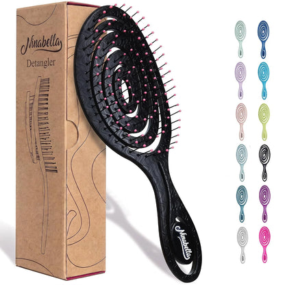 Ninabella Detangler Brush - No Tangle Hair Brush for Women, Fine, Thick and Long Hair - Hairbrush for Wet and Dry Hair, Gentle on the Scalp - Light Blue
