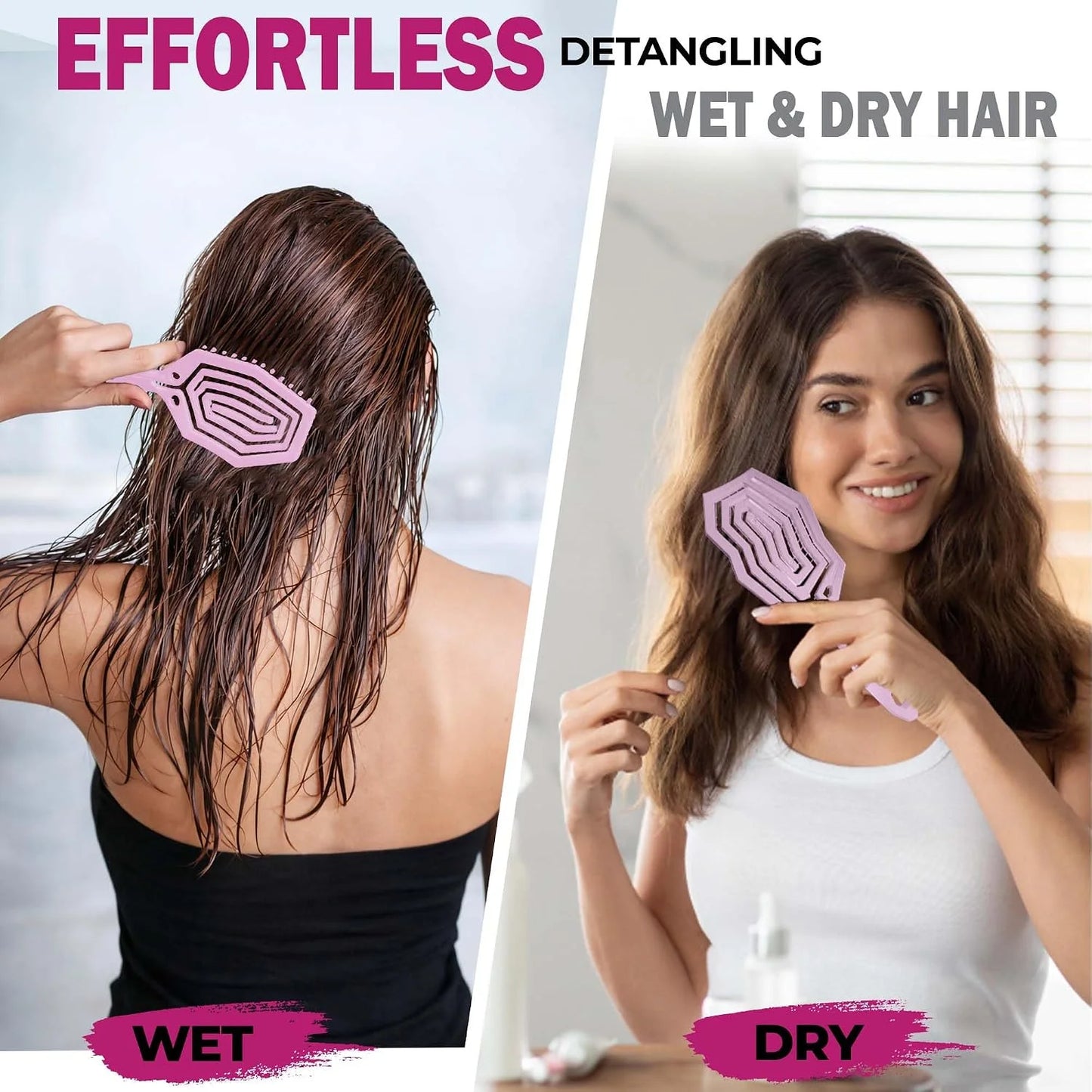 Fiora Naturals Detangling Hair Brush for Women, Detangler Hair Brush, Pink