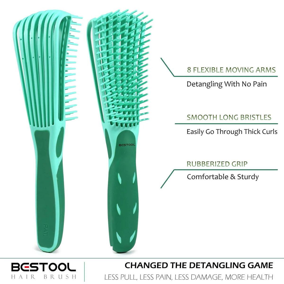 BESTOOL Detangling Brush for Natural Hair, Detangler for 3/4abc Curly, Coily, Kinky Hair, Detangle Wet/Dry Easily with No Pain (Purple)