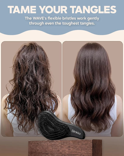 Detangler Brush, Curly Hair Brush for Women, Men & Kids - Wet & Dry Detangling Hair Brush for Curly, Thick, Fine & Wavy Hair - Anti-Breakage Wave Brush, Pain-Free Hairbrush, Pink, Rose Clay