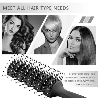 Vented Styling Brush with Ball-Tipped Bristles for Blow Drying Wet, Short, Curly, or Straight Hair for Men and Women (Black)