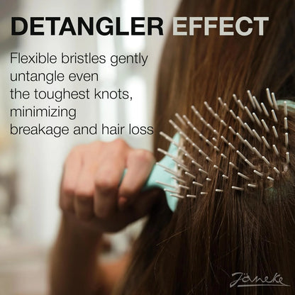 Janeke J-Brush Detangling Comb for Curly and Wavy Hair – Wide Tooth J-Shape Brush for Wet and Dry Use – Anti-Frizz, Lightweight and Gentle on Scalp – Made in Italy Professional Styling Tool (Black)