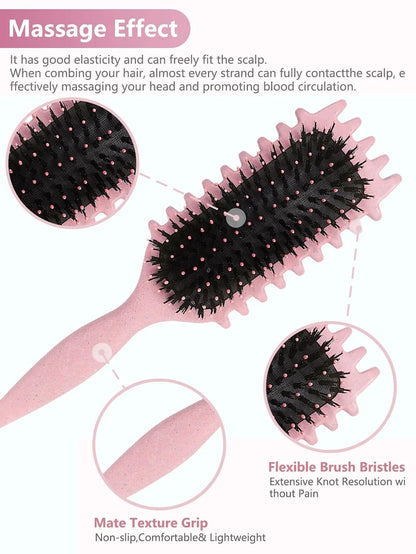 Blue Curl Defining Brush for Curly Hair – Detangling & Styling Brush for Women & Men, Defines 2A to 4C Curls, Reduces Frizz, Perfect for Wet & Dry Hair (Blue)