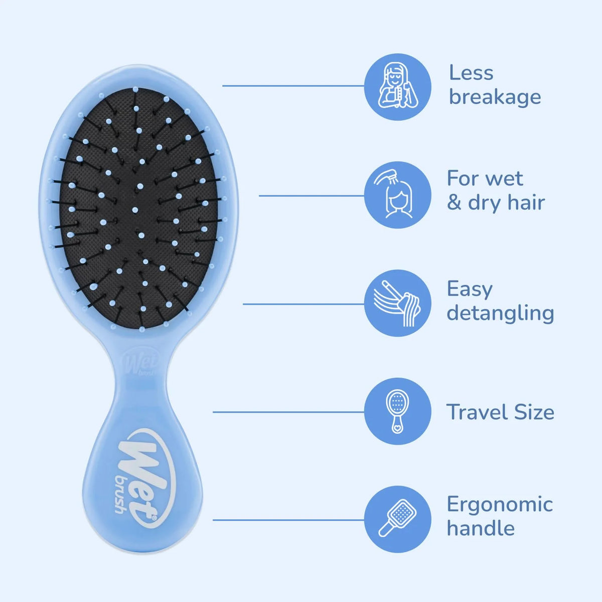 Wet Brush Mini Detangler Hair Brush, Purple, Detangling Travel Hairbrush, Ultra-Soft IntelliFlex Bristles Glide Through Tangles with Ease, Pain-Free, All Hair Types (2 Pack)