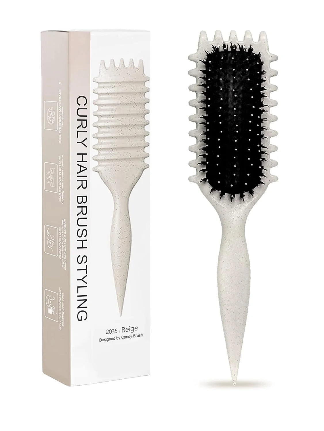 Blue Curl Defining Brush for Curly Hair – Detangling & Styling Brush for Women & Men, Defines 2A to 4C Curls, Reduces Frizz, Perfect for Wet & Dry Hair (Blue)