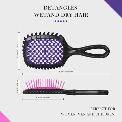 2-Pack Vented Detangling Hair Brush for Wet and Dry Hair, Pink and Purple
