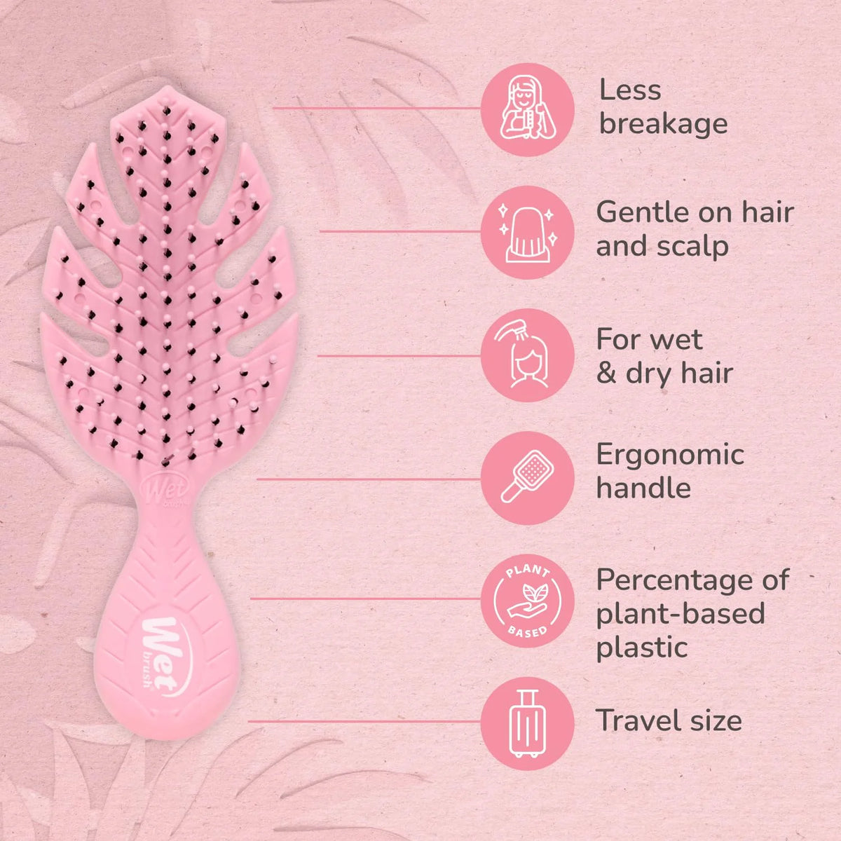 Wet Brush Go Green Mini Detangler, Purple - Detangling Travel Hair Brush - Ultra-Soft IntelliFlex Bristles Glide Through Tangles & Gently Loosens Knots While Minimizing Pain, Split Ends & Breakage