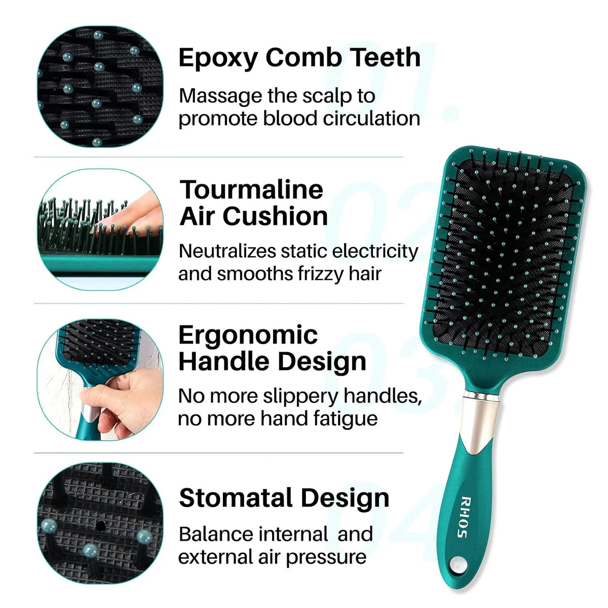 Purple Square Paddle Hair Brush for Women Men's Thin,Short,Thick,Long Hair