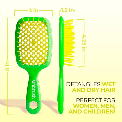 FHI Heat UNbrush Detangling Brush for Pain-Free Brushing on All Wet or Dry Hair Types — Durable DuoFlex Anti-Static Bristles, Lightweight Handle, Vented Hair Brush