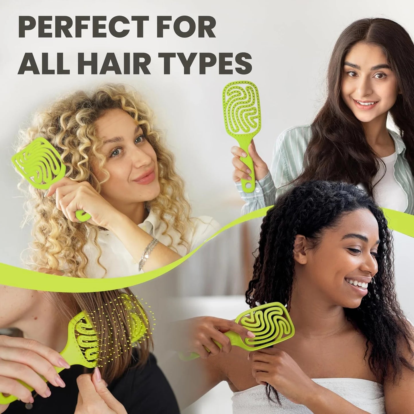 Detangler Brush – Pain-Free Detangling Hair Brush for Wet & Dry Hair – Effortless Detangling Brush for Curly, Fine & Tangled Hair – Hairbrush for Women, Men & Kids – Purple