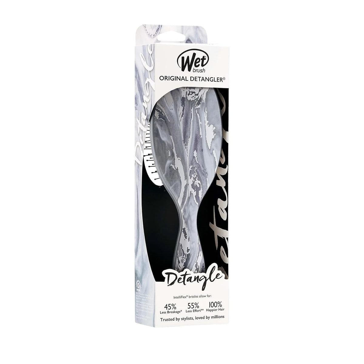 Wet Brush Original Detangler Hair Brush - Silver (Metallic Marble) - All Hair Types - Ultra-Soft IntelliFlex Bristles Glide Through Tangles with Ease - Pain-Free Comb for Men, Women, Boys and Girls