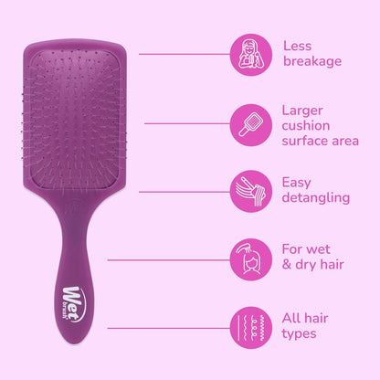 Wet Brush Refresh and Extend Paddle Detangler, Black, Detangling Brush with Infused Charcoal Ultra-Soft IntelliFlex Bristles For All Hair Types, Removes Dirt, Excess Oils & Impurities