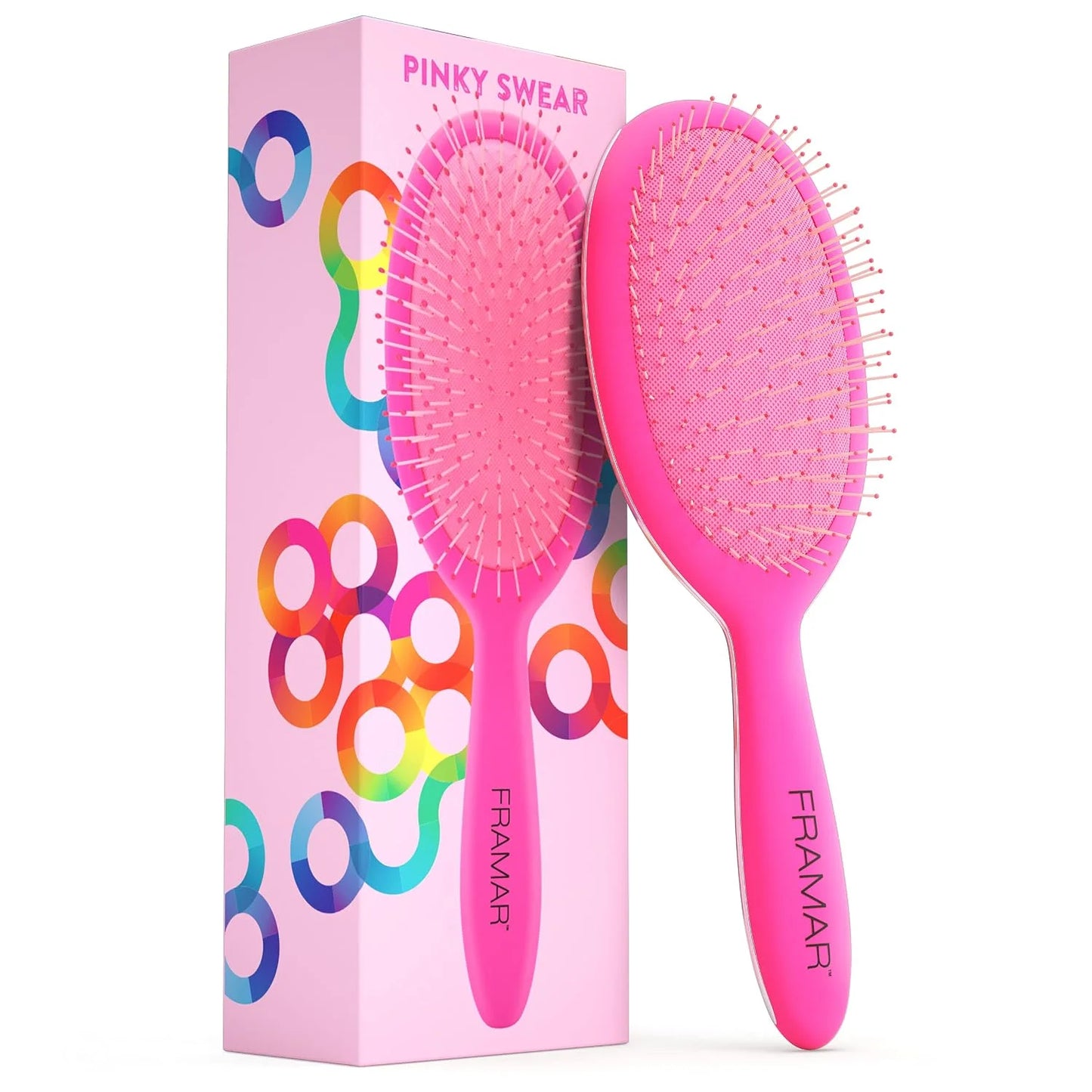 FRAMAR Checkered Hair Brush Detangler, Wet Hair Brushes For Women – Pink