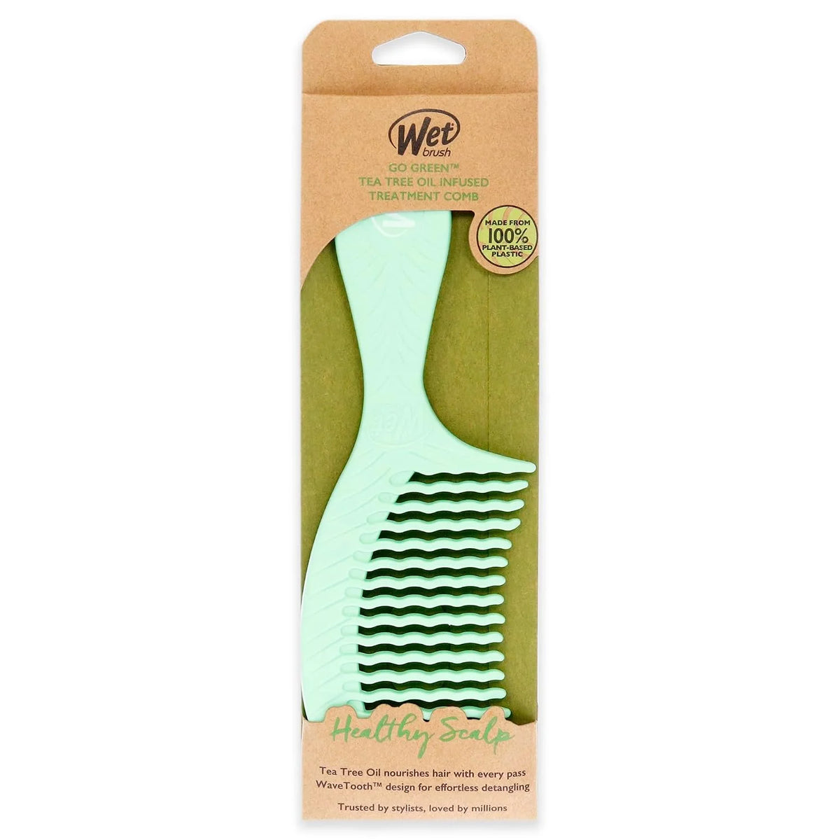 Wet Brush Go Green Charcoal Infused Treatment Comb - Wide Tooth Hair Detangler with WaveTooth Design that Gently and Glides Through Tangles - No Split Ends and No Damage
