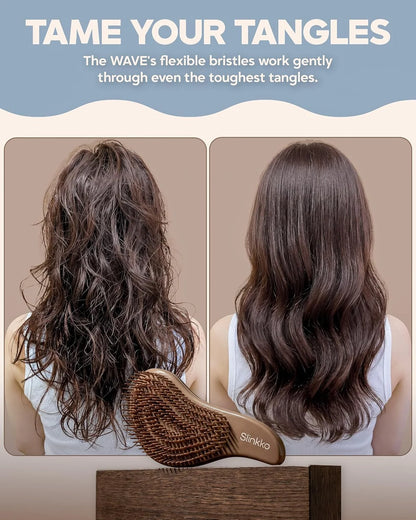 Detangler Brush, Curly Hair Brush for Women, Men & Kids - Wet & Dry Detangling Hair Brush for Curly, Thick, Fine & Wavy Hair - Anti-Breakage Wave Brush, Pain-Free Hairbrush, Pink, Rose Clay