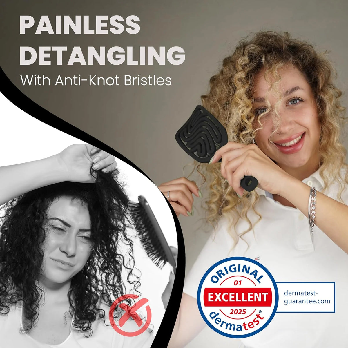 Detangler Brush – Pain-Free Detangling Hair Brush for Wet & Dry Hair – Effortless Detangling Brush for Curly, Fine & Tangled Hair – Hairbrush for Women, Men & Kids – Purple