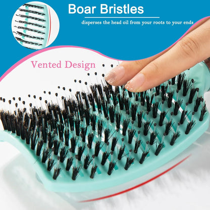 Boar Bristle Hair Brush Set – Wet/Dry Detangler for All Hair Types