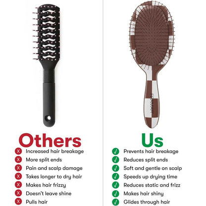 FRAMAR Checkered Hair Brush Detangler, Wet Hair Brushes For Women – Pink