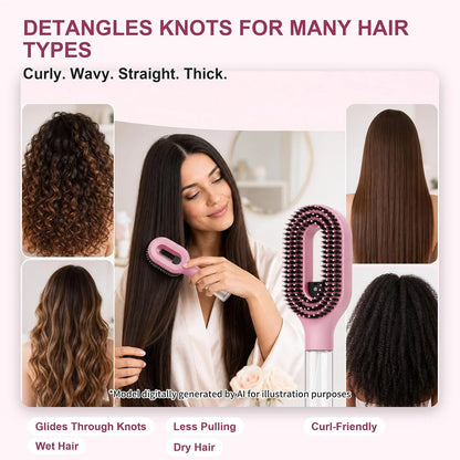 Hair Brush with Water Spray, 2-in-1 Misting Detangler for Curly Hair