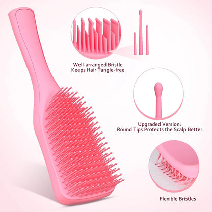 SHINLEA Detangler Brush for Curly Hair, No Tangle Wet Dry Hair Brush for Women, Anti Breakage Detangling Hairbrush for Wavy Thick Thin Hair, Lightweight Travel Pink