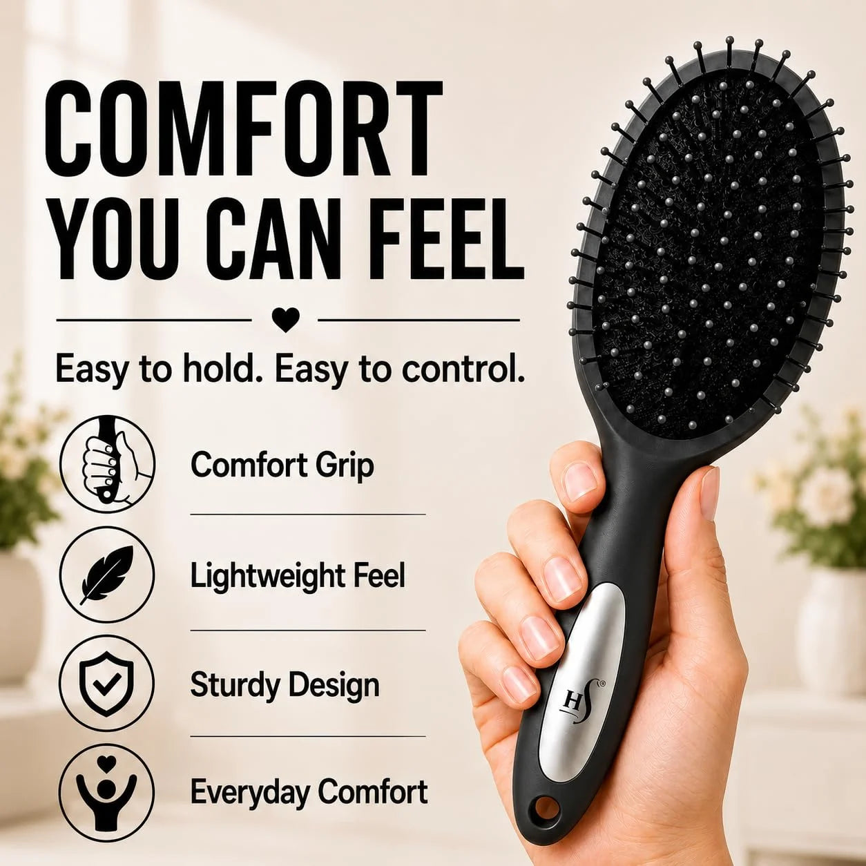 HerStyler Purple Hair Brush Detangler -Pain Free, No Breakage