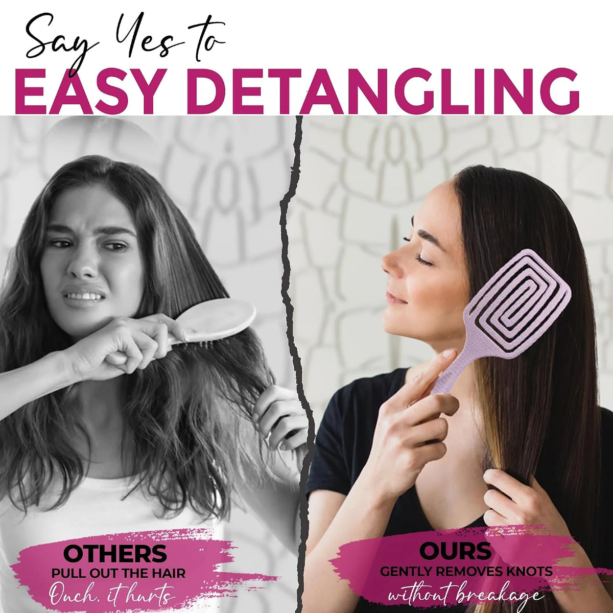 Fiora Naturals Detangler Brush for Wet and Dry Hair, Soft Detangling Brush