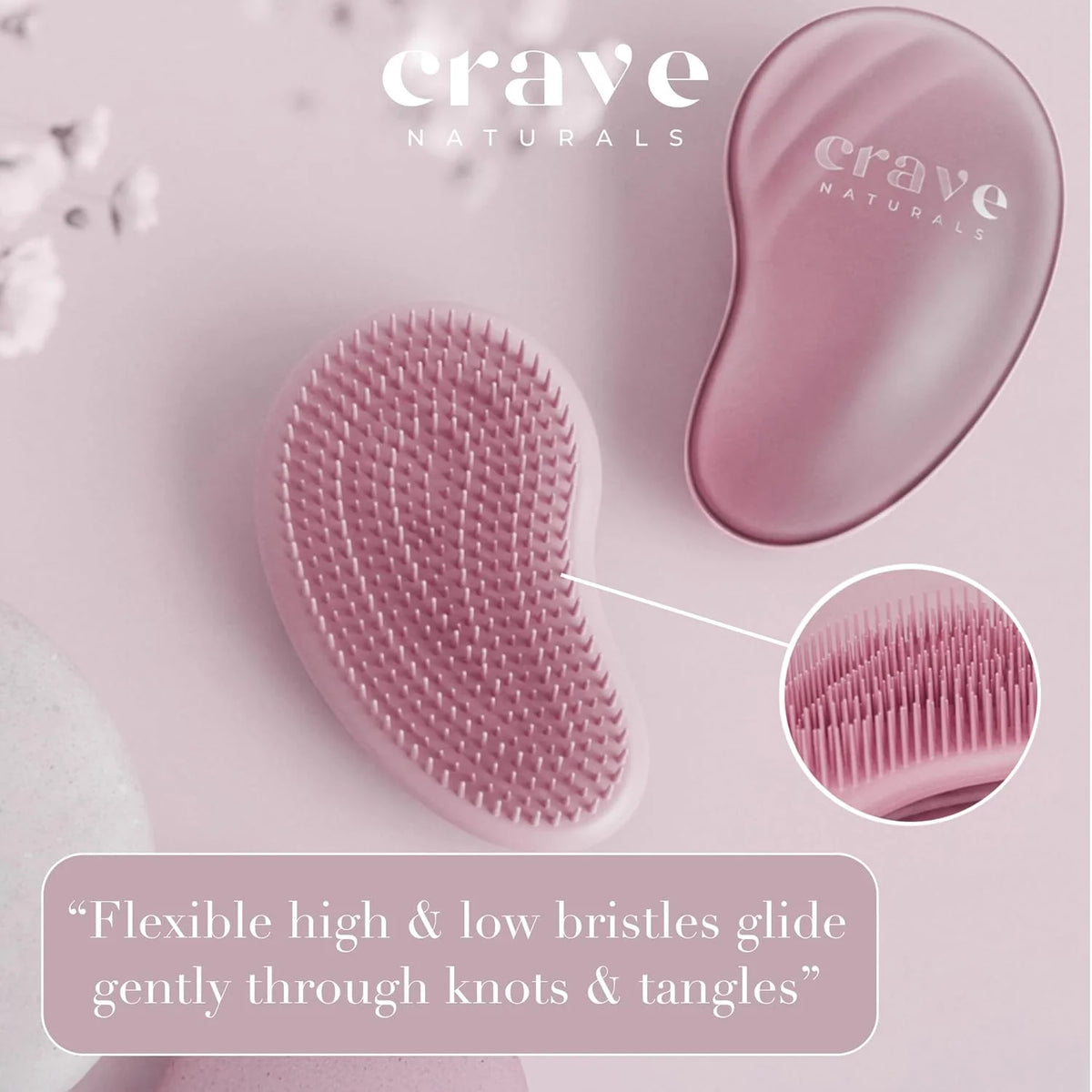 Crave Naturals Detangling Hair Brush Large Turquoise – Glide Thru Hair Detangler Brush for Women, Kids & Toddlers – Gentle Scalp Care, No-Pain Tangle-Free Hairbrush for All Hair Types