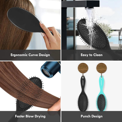 Air Cushion Detangling Hair Brush - 2 Pack Detangler Hairbrush with Ultra Soft Bristles for Effortless Tangle Removal - For Wet Dry Damaged Curly Hair for Women Men Boys Girls Kids - Pink