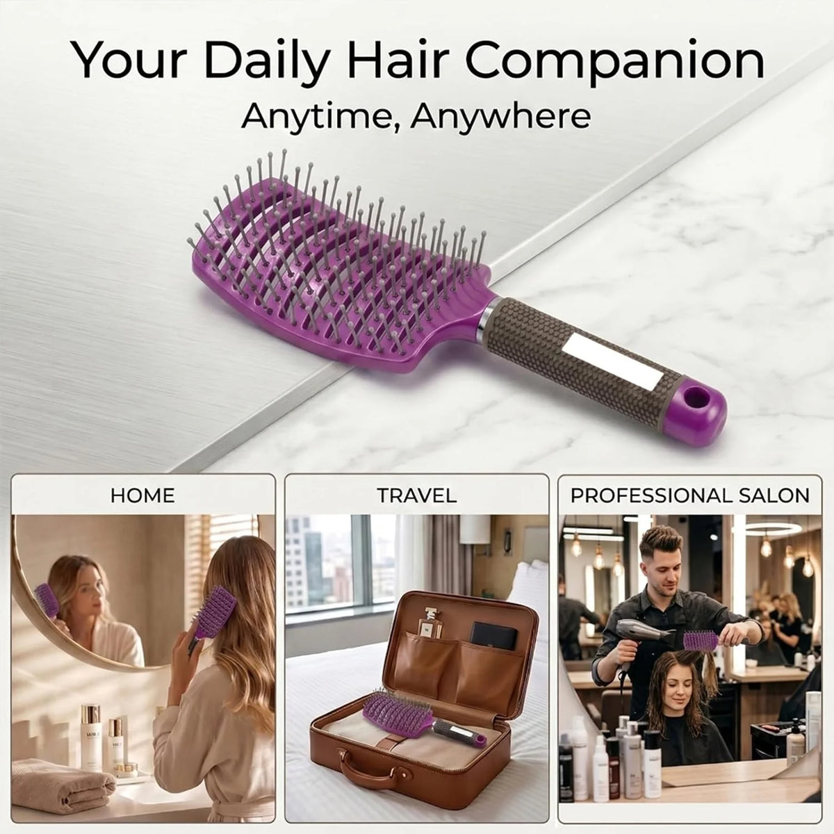 Curved Vented Hair Brush,Detangler Brush Faster Blow Drying for Women, Men