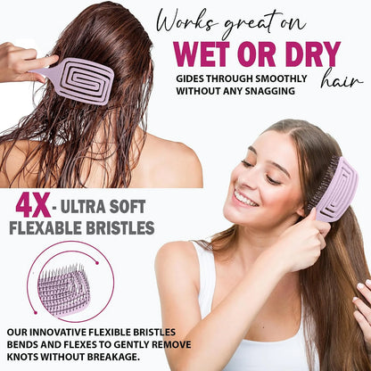 Fiora Naturals Detangler Brush for Wet and Dry Hair, Soft Detangling Brush