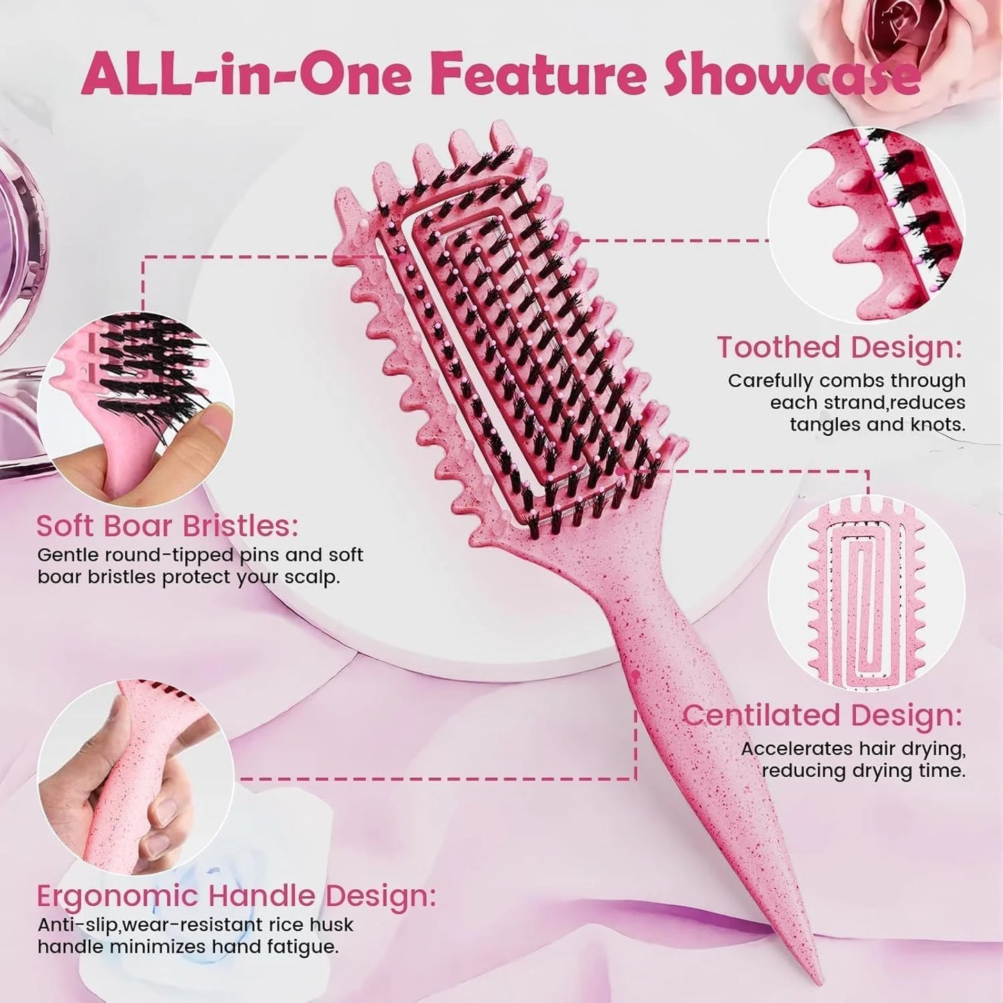 ABOYOY Curl Defining Brush with Side Gear for Curly Hair, Detangling & Styling Brush for Women Men, Lightweight Ergonomic Candy Brush Works on Wet or Dry Hair (Purple)
