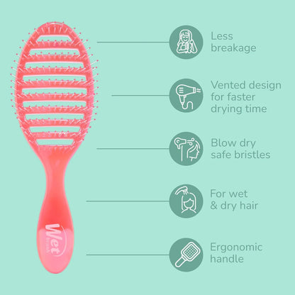 Wet Brush Speed Dry Hair Brush, Orange Crush (Summer Quencher) - Vented Design & Soft HeatFlex Bristles Are Blow Dry Safe - Ergonomic Handle Manages Tangles - Pain-Free Hair Accessories