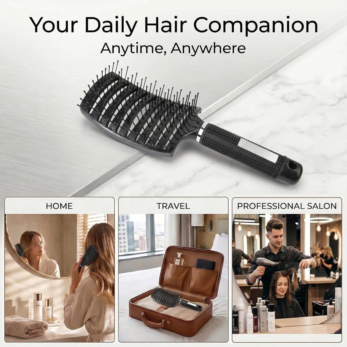 Curved Vented Hair Brush,Detangler Brush Faster Blow Drying for Women, Men