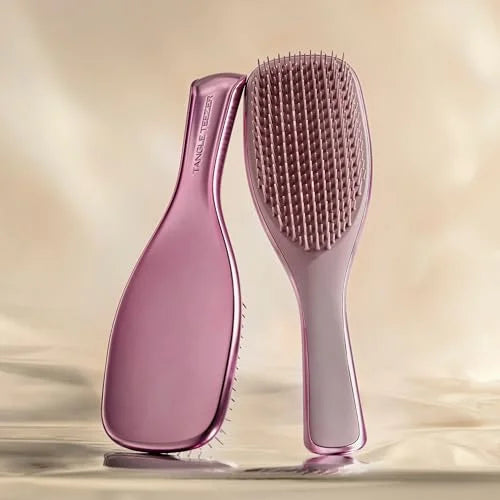 Tangle Teezer Chrome Detangler Mini Hair Brush, Straight to Curly, Pink