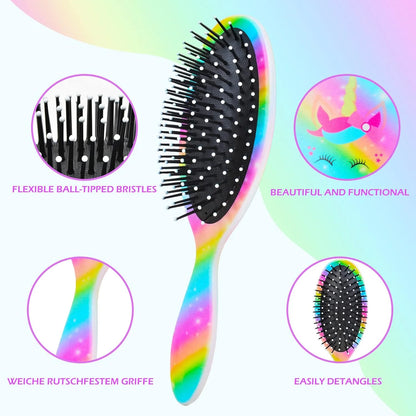Kids Hair Brush Girls, Toddler Wet Dry Detangling Hair Brush for Curly Thick Hair Pain-Free Comb Girls Kids Women Unicorn Mermaid