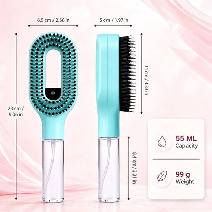 2-in-1 Hair Brush with Water Spray Mister, Fine Mist Spray Brush for Hair Detangling Wet & Dry, Liquid Spraying Hairbrush for Curly Thick Hair & Kids (Sky Blue)