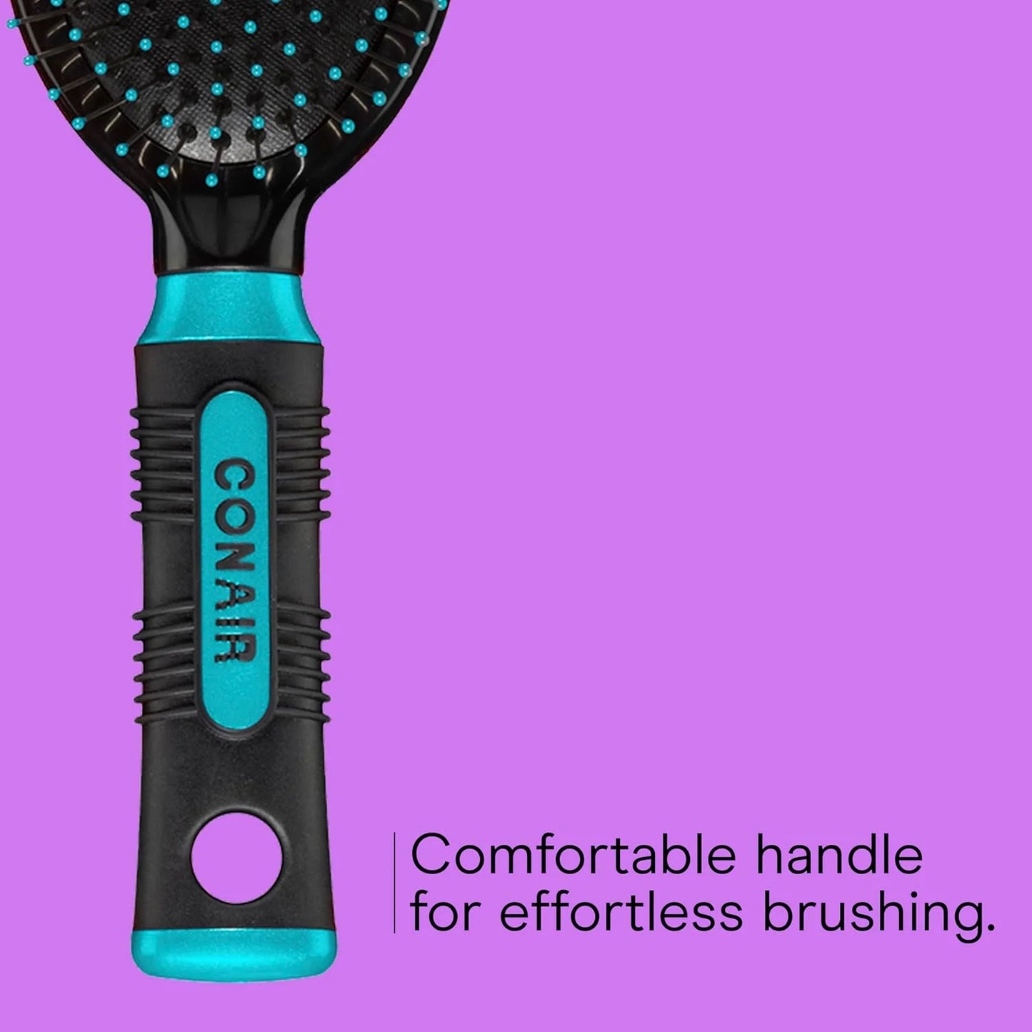 Conair Salon Results 3-Pack Hair Brushes, Detangling Hair Brush for Men and Women, For All Hair Types, Metal Bristles and Cushion Base, Black