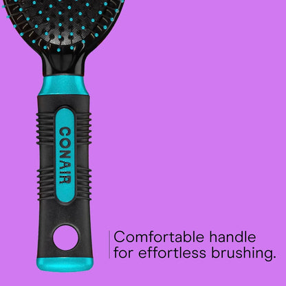 Conair Salon Results 3-Pack Hair Brushes, Detangling Hair Brush for Men and Women, For All Hair Types, Metal Bristles and Cushion Base, Black