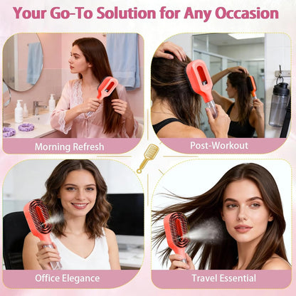 Hair Brush with Water Spray - 2-in-1 Detangler Brush for Frizz Control