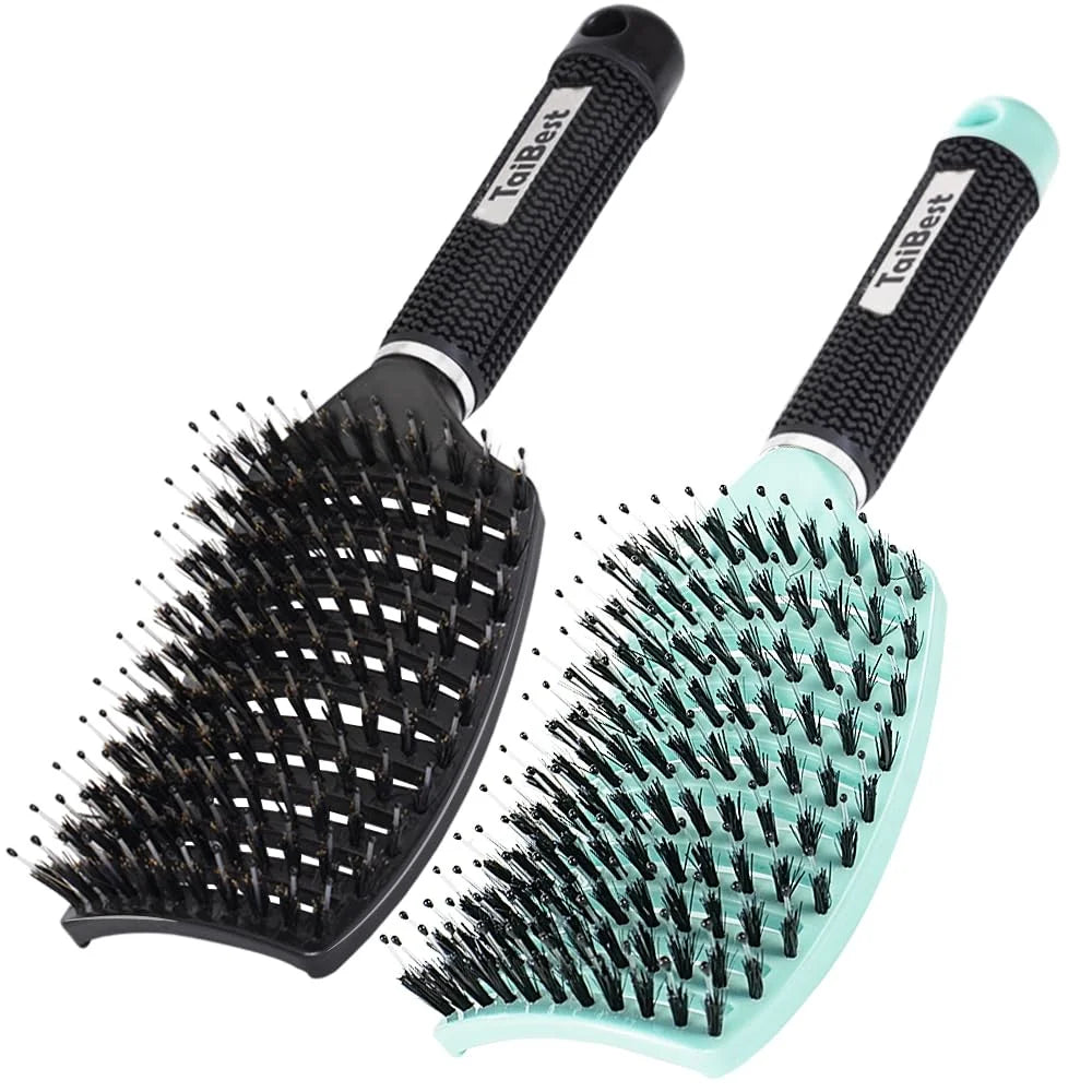 Boar Bristle Hair Brush Set – Wet/Dry Detangler for All Hair Types