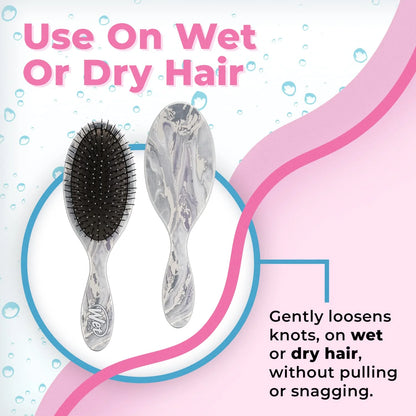 Wet Brush Original Detangler Hair Brush - Silver (Metallic Marble) - All Hair Types - Ultra-Soft IntelliFlex Bristles Glide Through Tangles with Ease - Pain-Free Comb for Men, Women, Boys and Girls