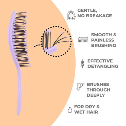 Ninabella Detangler Brush - No Tangle Hair Brush for Women, Fine, Thick and Long Hair - Hairbrush for Wet and Dry Hair, Gentle on the Scalp - Light Blue