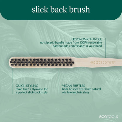 EcoTools Slick Back Hairbrush, Small Brush for Ponytail or Bun, 1 Count
