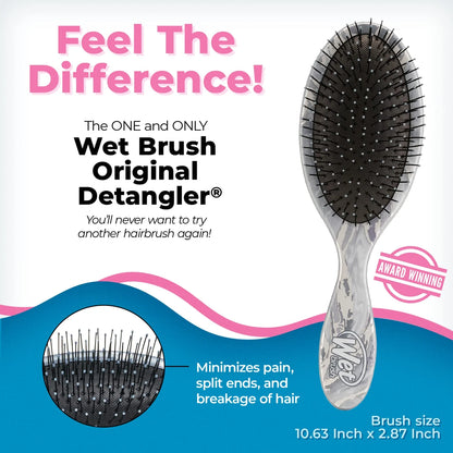 Wet Brush Original Detangler Hair Brush - Silver (Metallic Marble) - All Hair Types - Ultra-Soft IntelliFlex Bristles Glide Through Tangles with Ease - Pain-Free Comb for Men, Women, Boys and Girls