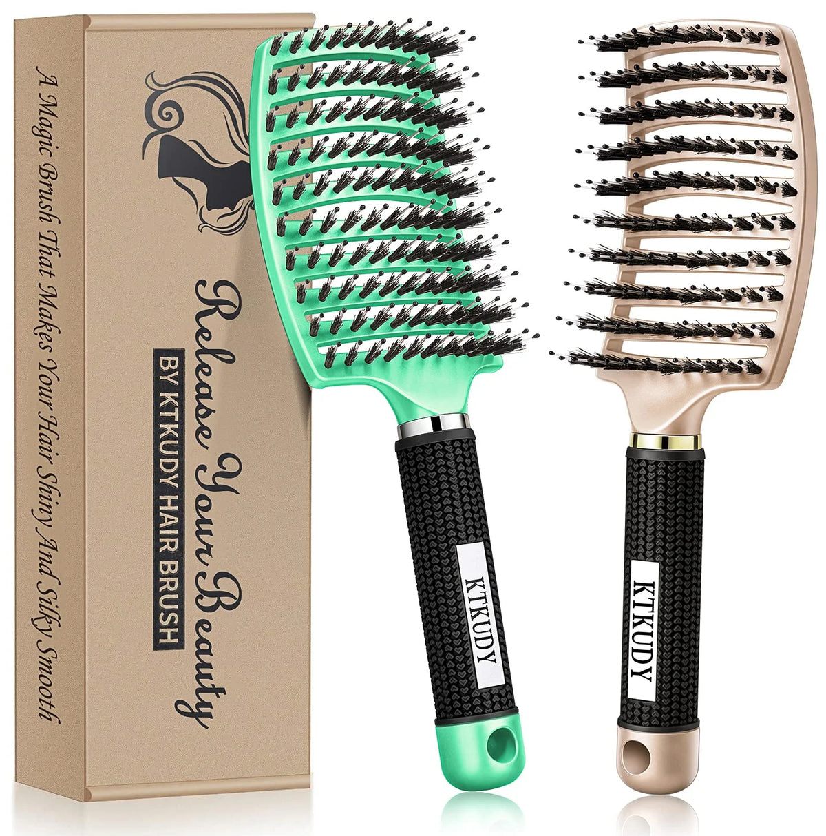 2 Pack Detangling Brushes for Women & Kids, Wet & Dry Hair, All Hair Types