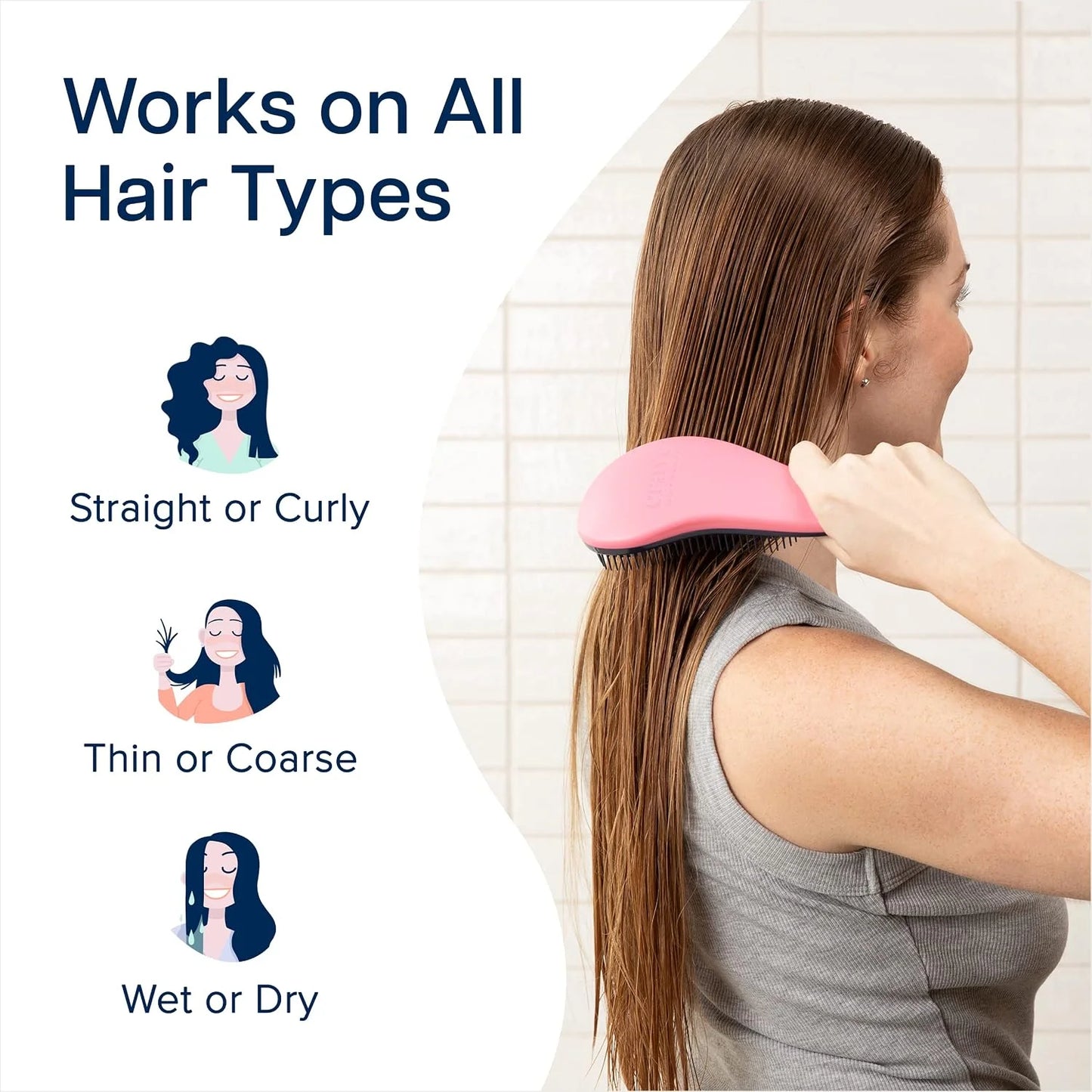 Crave Naturals Biggie Glide Thru Hair Brush - Detangler Brush for Curly, Straight, Wet or Dry Hair - Gentle Detangling Brushes for Adults, Kids, Toddlers - Hair Accessories for Women, 8.4x3.4" - Black