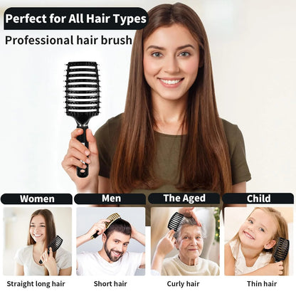 HIPPIH Boar Bristle Hair Brush Set of 2, Detangling Smoothing for Wet & Dry