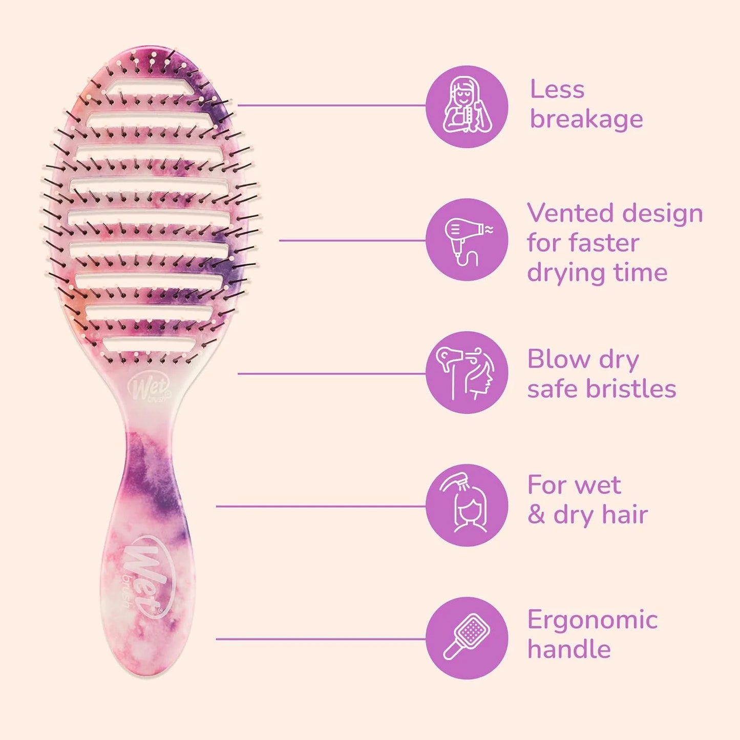 Wet Brush Speed Dry Hair Brush, Orange Crush (Summer Quencher) - Vented Design & Soft HeatFlex Bristles Are Blow Dry Safe - Ergonomic Handle Manages Tangles - Pain-Free Hair Accessories
