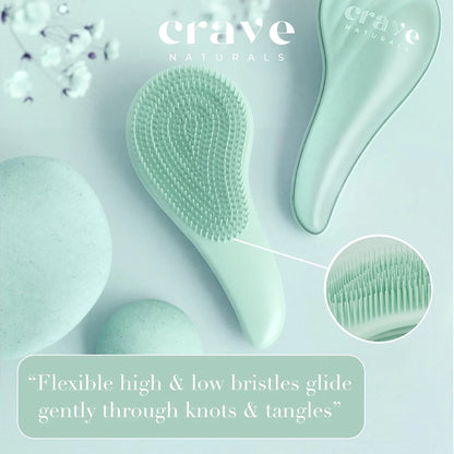 Crave Naturals Detangling Hair Brush Large Turquoise – Glide Thru Hair Detangler Brush for Women, Kids & Toddlers – Gentle Scalp Care, No-Pain Tangle-Free Hairbrush for All Hair Types